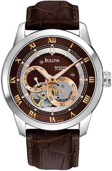 AÇO INOXIDÁVEL AUTOMATIC ROSE TWO TONE BROWN SKELETON DIAL