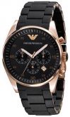Armani Aço Inoxidável Case Chronograph Black Dial