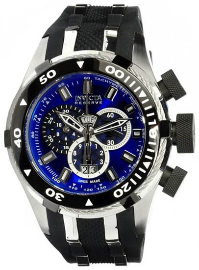 AÇO INOXIDÁVEL BOLT DIVER CHRONOGRAPH BLUE DIAL BLACK RUBBER
