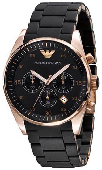 Armani Aço Inoxidável Case Chronograph Black Dial