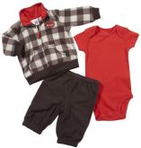 Carter's-Conjunto Fleece Cardigan Xadrez Red