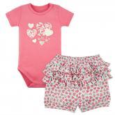 Body curto com Shorts frufru em algodão egípcio c/ jato de c